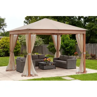 Konifera Pavillon Cádiz 2,98 x 2,64 m inkl. 4 Seitenteile Braun/Beige