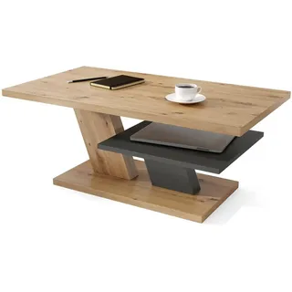 designimpex Couchtisch, Eiche Artisan, Anthrazit, Holzwerkstoff, 110x45x60 cm, Wohnzimmer, Wohnzimmertische, Couchtische