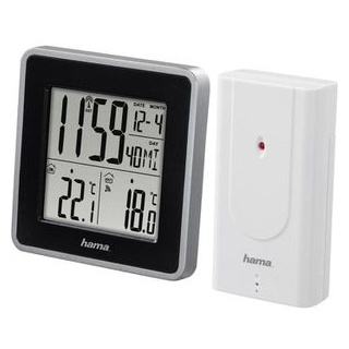 Hama Thermometer EWS Intro digital, Funk, Innen-Außentemperatur, Funkuhr, inkl. Sensor