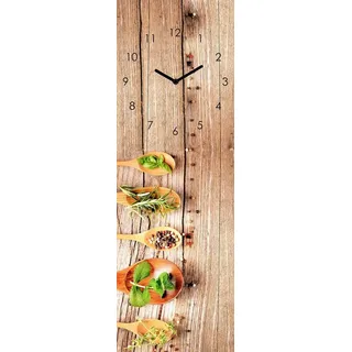 levandeo Wanduhr Glas 20 cm Kräuter Gewürze Löffel schwarz