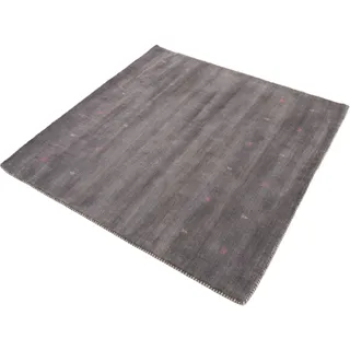 carpetfine Wollteppich Gabbeh Uni Quadratisch Grau 120x120 cm | Moderner Teppich für Wohn- und Schlafzimmer