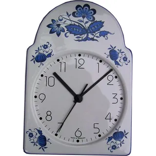 Keramik Schwarzwalduhr "Blue Asien" blaues Zwiebeldekor Quarzuhr