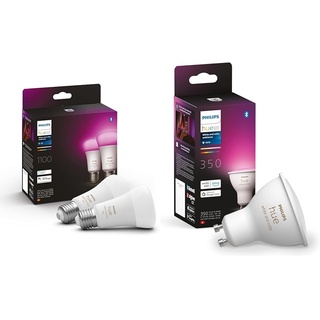 Philips Hue White & Color Ambiance E27 LED Lampen 2-er Pack (1.055 lm) & White & Color Ambiance GU10 LED Lampe 1-er Pack
