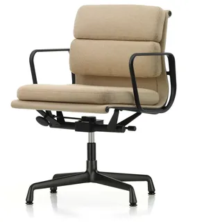 Vitra - EA 231 Soft Pad Bürostuhl mit Armlehnen, drehbar, deep black / Laser RE, papyrus / cream (Filzgleiter)