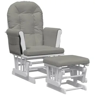 vidaXL Schaukelsessel mit Hocker Stoff 70 x 90 x 80 cm Hellgrau