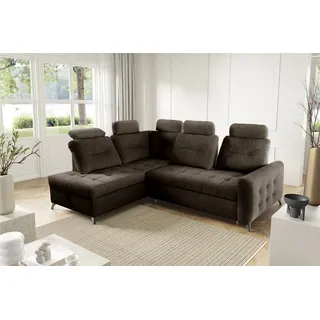 Fun Möbel Ecksofa Stoff 2-Sitzer Braun