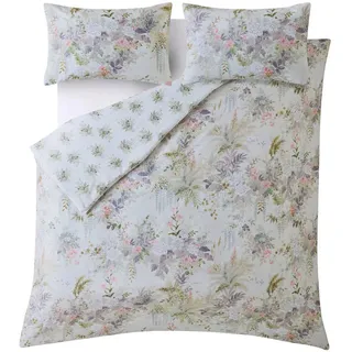 Laura Ashley Wendebettwäsche Floral Baumwolle Lila 230 x 220 cm + 2 x 80 x 80 cm