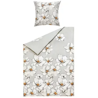 CASANOVA HELENE Satin Hellgrau/Weiß/Gelb 135 x 200 cm + 80 x 80 cm