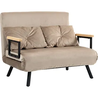 Schlafsessel, Gästebett, Holz-armlehnen, Metallrahmen, Bis 120 Kg, 102x73x81cm, Hellbraun