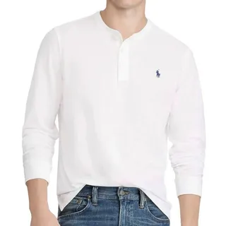 Polo Ralph Lauren Longsleeve Herren Featherweight Mesh Henley Shirt Sofortige Authentifizierung über das Ralph Lauren-System möglich weiß M