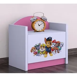 BDW - Nachttisch Kinderzimmer - Super Hunde - Nachtschrank Kinder - Nachttisch mit 1 Schublade - Nachtschrank für Schlafzimmer Kinderzimmer - 40x44x34cm - Rosa - Das Team