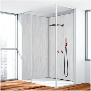 Duschrückwand, Badrückwand, Duschverkleidung, Wandverkleidung aus 3 mm Alu-Verbundplatte, Aluverbund Silber Gebürstet 001 140x220cm