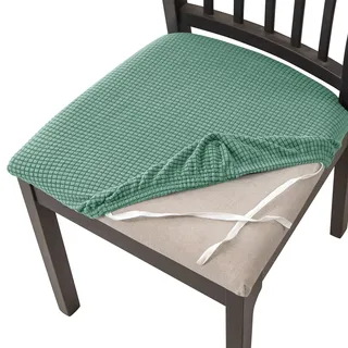 NICCEN Stuhlbezug Sitzfläche Stuhlhussen für Esszimmer, Stretch-Jacquard Sitzbezug Stuhl Satz von 2 4 6 8, Abnehmbarer waschbarer Stuhlsitzbezug -grün-4 Stück