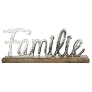 GILDE Deko-Schriftzug »Gilde Schriftzug "Familie" auf Holz-Base«, Familie Schriftzug silberfarben