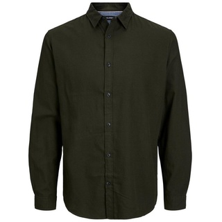 Jack & Jones Langarmhemd Hemd Slim Fit JJEGINGHAM 5977 in Olive schwarz SARIZONAS