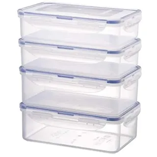 Lock & Lock Frischhaltedosen im 4er Set – stapelbare Vorratsdosen aus hochwertigem, transparentem Kunststoff, bpa-frei – auslaufsicher – rechteckig, 2 x 0,8 Liter und 2 x 1 Liter
