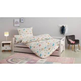 OTTO home Kinderbettwäsche CUDDLEE, Renforcé, 2 teilig, in vielen Designs: Dino,Einhorn,Weltraum,Baustelle,Herz,Trecker,Safari beige