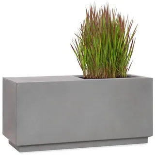 Pflanzwerk® Pflanzkübel RELAX Premium Fiberglas Blumenkübel Gartenbank mit Lotus-Effekt, Fiberglas - Handgefertigt - Rechteckig - Frostbeständig grau 110 cm x 42 cm x 44 cm