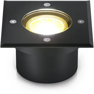 lambado® LED Bodenstrahler für Außen - extra flach, wasserdicht & befahrbar inkl. 5W Strahler neutralweiss dimmbar - Schwarz eckige Bodenleuchte/Bodeneinbaustrahler IP67 für Terrasse & Garten