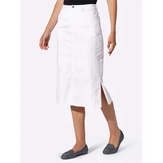 Jeansrock CASUAL LOOKS, Damen, Gr. 22, weiß, 97% Baumwolle, 3% Elasthan, unifarben, wadenlang, Röcke Jeansrock