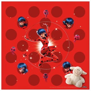 Vinyl-Teppich - Miraculous Ladybug auf roten Punkten - Quadrat 1:1, Größe HxB:140 × 140 cm, Material:Vinyl
