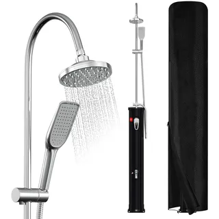 Peviasot Solardusche 20L Halbe Einzelstab Solar Gartendusche warmes Wasser Bis Zu 60°C Ohne Stromanschluss Pooldusche Camping mit Handbrause und schwenkbarem Regenduschkopf inkl. Schutzhülle