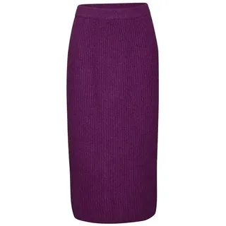 DAINIKA Strickrock Langer Damen Wollrock aus Yakwolle mit Rippmuster und Bündchen Weicher Rippstrickrock für stilbewusste Outfits lila S