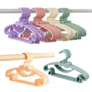 YYaaloa 60 Stück Kinder-Kleiderbügel Baby-Kleiderbügel Kinder Kunststoff Kleiderbügel sehr langlebig Kinder Kleiderbügel Kleinkind Kleiderbügel (style2 6 Farben 60 Stück)