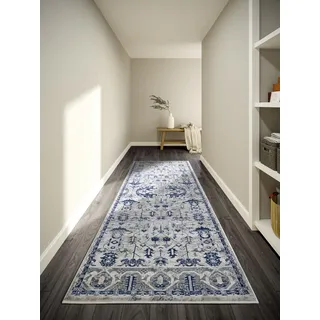 Villeroy & Boch Emmanuel Kurzflorteppich 80 x 240 cm Blau/Weiß