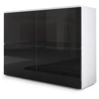 Vladon Kommode, Schwarz Hochglanz, Holzwerkstoff, 92x72x35 cm, Wohnzimmer, Kommoden & Sideboards, Kommoden
