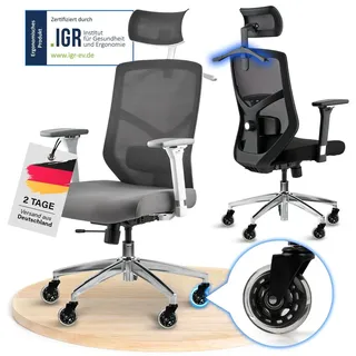 ELITESEATS Bürostuhl Ergonomisch [Kratzerfreie Rollen, Atmungsaktiv] Ergonomischer Schreibtischstuhl | Büro Stuhl 150 kg Belastbar | Computerstuhl - Weiß