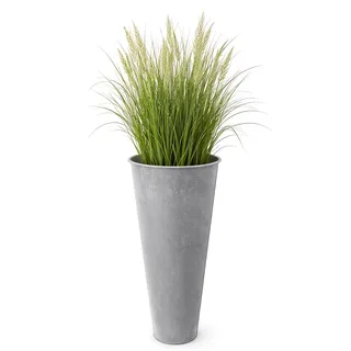 HRB Zinkvase 6 L Volumen – Große Vintage Blumenvase aus Metall – Dekovase für Trockenblumen & frische Blumen – Landhausstil Vase für Wohnzimmer, Garten & Balkon – Ø 18 cm