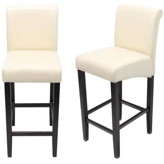 Proregal Barhocker 2er Set Sitzhöhe 75 cm Holz Creme