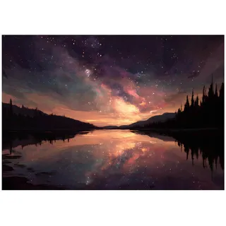 WallArena Fototapete See Natur Lila 350x250 cm