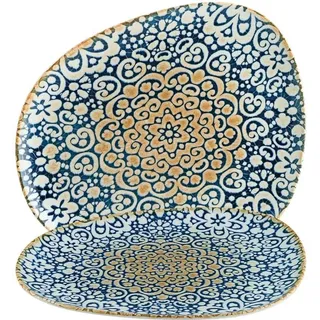6x Speiseteller Set Essteller Servierteller Geschirr Teller flach 33cm Bonna Alhambra Vago, Blau, Beige