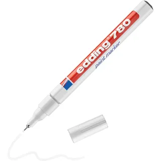 edding 780 Lackmarker - weiß - 1 Stift - Rundspitze 0,8 mm - Lackstift zur Markierung und Beschriftung von Metall, Glas, Stein oder Kunststoff - hitzebeständig, permanent, wisch- und wasserfest
