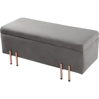 [en.casa] Sitzbank Dals Samt Grau 100 x 40 x 42 cm