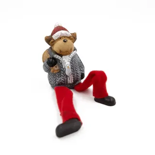 Deko-Figur Rentier Kantenhocker 8cm – Lustige Weihnachtsdeko aus Ton, 701173
