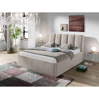 MIRJAN24 Polsterbett Sensi (Bettkasten + Gasdruckfedern), Doppelbett, Bett mit Polsterkopfteil beige 192 cm x 219 cm x 118 cm