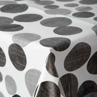 Wachstuch Wachstischdecke Tischdecke, Black and White Series mit Paspelband Liberec Eckig 130 x 220 cm, Abwaschbar