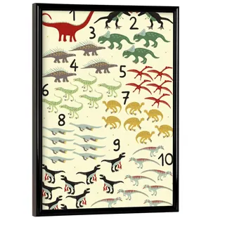 artboxONE Poster mit schwarzem Rahmen 18x13 cm Für Kinder Dinosaurier Zahlen 1-10" - Bild Dinosaurier Animals bunt