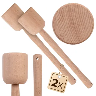 KADAX 2 x Krautstampfer aus Holz, 31.5 x 6 cm, Sauerkrautstampfer, Stampfer für Fermentieren von Sauerkraut, Kartoffelstampfer, Holzstößel, Handstampfer, Holzstampfer