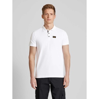 Regular Fit Poloshirt mit Label-Patch Modell 'TRACKWAY', Weiss, M