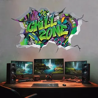 TOARTI 3D Graffiti Wandtattoo Jugendzimmer Spruch CHILL ZONE Wandbild Wandsticker Teenager Mädchen & Junge Grafitti cool Wand Aufkleber Jugendliche Zimmer Deko