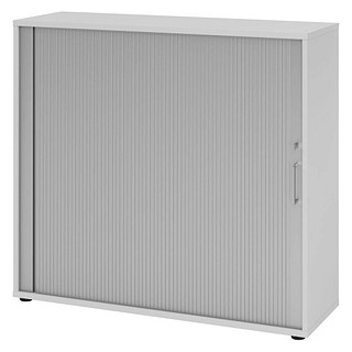 HAMMERBACHER Popular Rollladenschrank lichtgrau, silber 2 Fachböden 120,0 x 40,0 x 110,0 cm