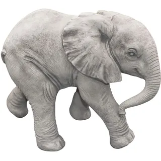 gartendekoparadies.de Afrikanische Elefanten-Kuh, Steinfigur, H. 33 cm, 21 kg, Grau, frostsicher aus Steinguss für Außenbereich