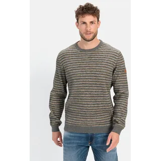 CAMEL ACTIVE Mouline Strickpullover im Streifenmuster in Grau-Gelb | Gr.: XL