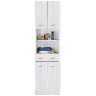 WELLTIME Rallye Hochschrank 50 x 190 x 34 cm Weiß Kunststoff/MDF/Spanplatte/Massivholz