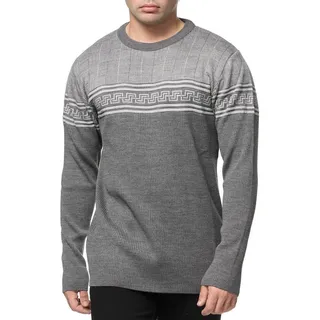 Banco Rundhalspullover Rundhals Basic Pullover Ganzjahrpullover Winter Herbst Frühling grau|silberfarben XL