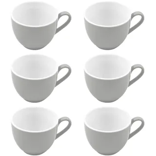 Ritzenhoff & Breker Doppio Espressotassen, 6er Set, Espresso Obertassen mit farbigem Rand, Porzellan, Grau, 80 ml, 576900